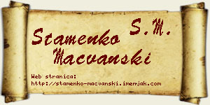 Stamenko Mačvanski vizit kartica